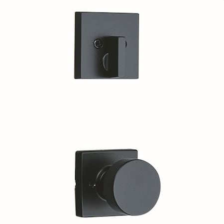 Kwikset Single Cylinder Interior Pismo Knob Trim with Square Rose Matte Black Finish 971PSKSQT-514